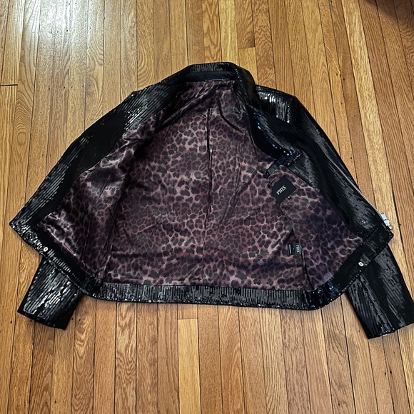 Black Sequin Biker Jacket - Picture 2 of 4